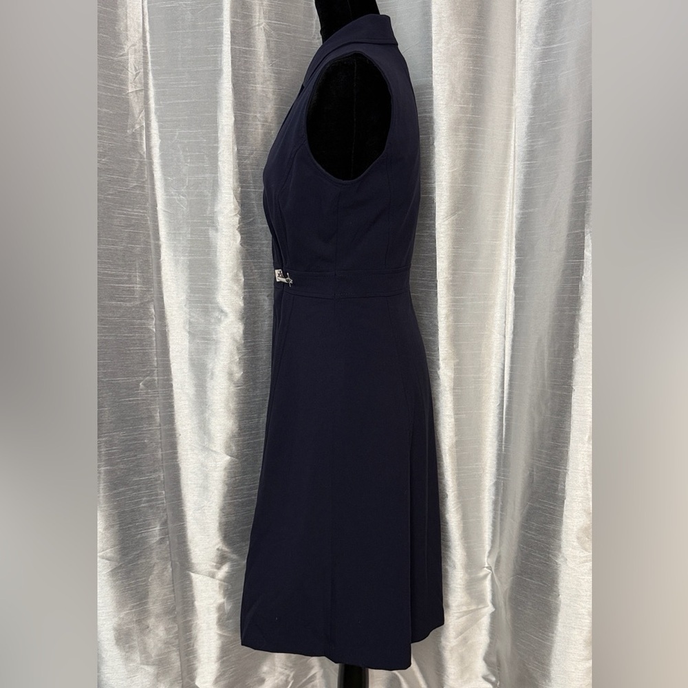 Ellen Tracy Navy Sleeveless A Line Faux Wrap Dress Women’s 6 Above Knee Lined - Picture 5 of 10